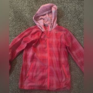Nike Pink Plaid Hooded Raincoat